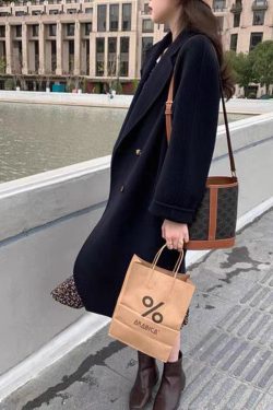 Mid-Length Gray Double-Sided Cashmere Coat for Women - 2024 Autumn Winter High-End Thick Woolen Outerwear