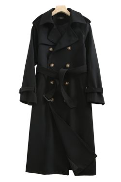 Mid-Length Khaki Trench Coat for Women, Petite, Korean Chic Casual Vintage Overcoat with Waist Definition, 2025 New Style