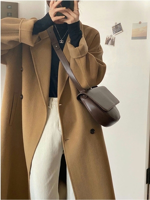 Mid-Length Oatmeal Cashmere Coat for Women, Double-Sided Thick Woolen Outerwear, Fall/Winter 2024, Petite Sizes Mid-Length Oatmeal Cashmere Coat for Women, Double-Sided Thick Woolen Outerwear, Fall/Winter 2024, Petite Sizes