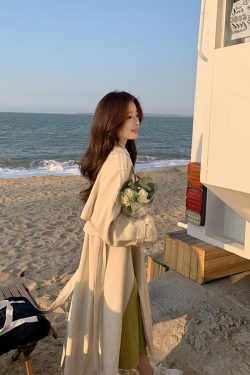 Mid-Length Women's Trench Coat - 2024 British Style Thin Fashionable Outerwear for Spring and Autumn, Chic Student Look