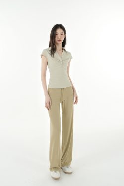 Mid-Low Waist Draped Cool Feeling Floor-Length Casual Pants for Effortless 90s-Inspired Style