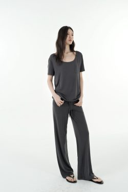 Mid-Low Waist Draped Cool Feeling Floor-Length Casual Pants for Effortless 90s-Inspired Style