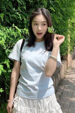 Milk Blue Slim Fit Shoulder-Strap T-Shirt for Women, Casual Summer Top, Short Sleeves, College Style, Trendy Versatile Fashion