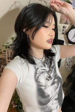 Milk Fierce Cat Graphic T-Shirt for Women, Cute Millennial Style, High-Waisted Summer Short Sleeve, Trendy Y2K Fashion