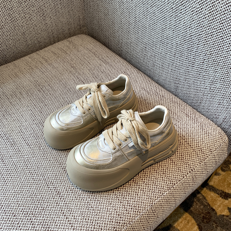 Milk Tea Color Round Toe Women's Casual Sneakers - Thick-Soled Height-Increasing Sports Shoes for Outdoor Style 2025 Milk Tea Color Round Toe Women's Casual Sneakers - Thick-Soled Height-Increasing Sports Shoes for Outdoor Style 2025