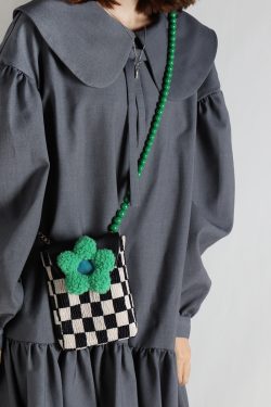 Mini Cute Checkered Floral Crossbody Phone Bag for Women - Spring/Summer Fashion, Trendy Niche Design