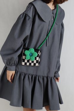 Mini Cute Checkered Floral Crossbody Phone Bag for Women - Spring/Summer Fashion, Trendy Niche Design