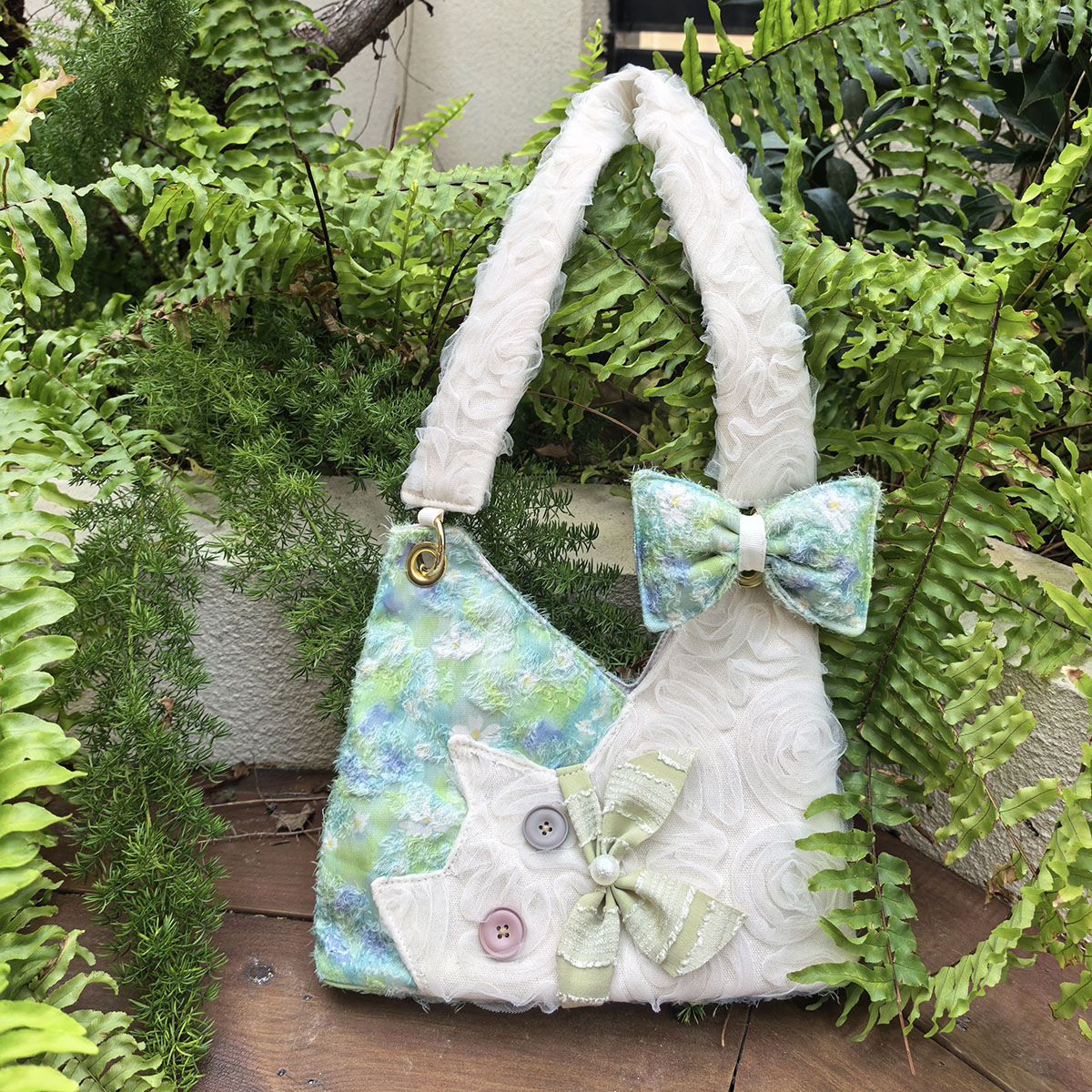 Mini Cute Chiffon Cat Underarm Bag - Spring Summer Green Daisy Crossbody Bag for Y2K Fashion Lovers Mini Cute Chiffon Cat Underarm Bag - Spring Summer Green Daisy Crossbody Bag for Y2K Fashion Lovers