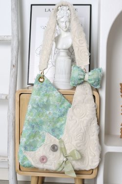 Mini Cute Chiffon Cat Underarm Bag - Spring Summer Green Daisy Crossbody Bag for Y2K Fashion Lovers