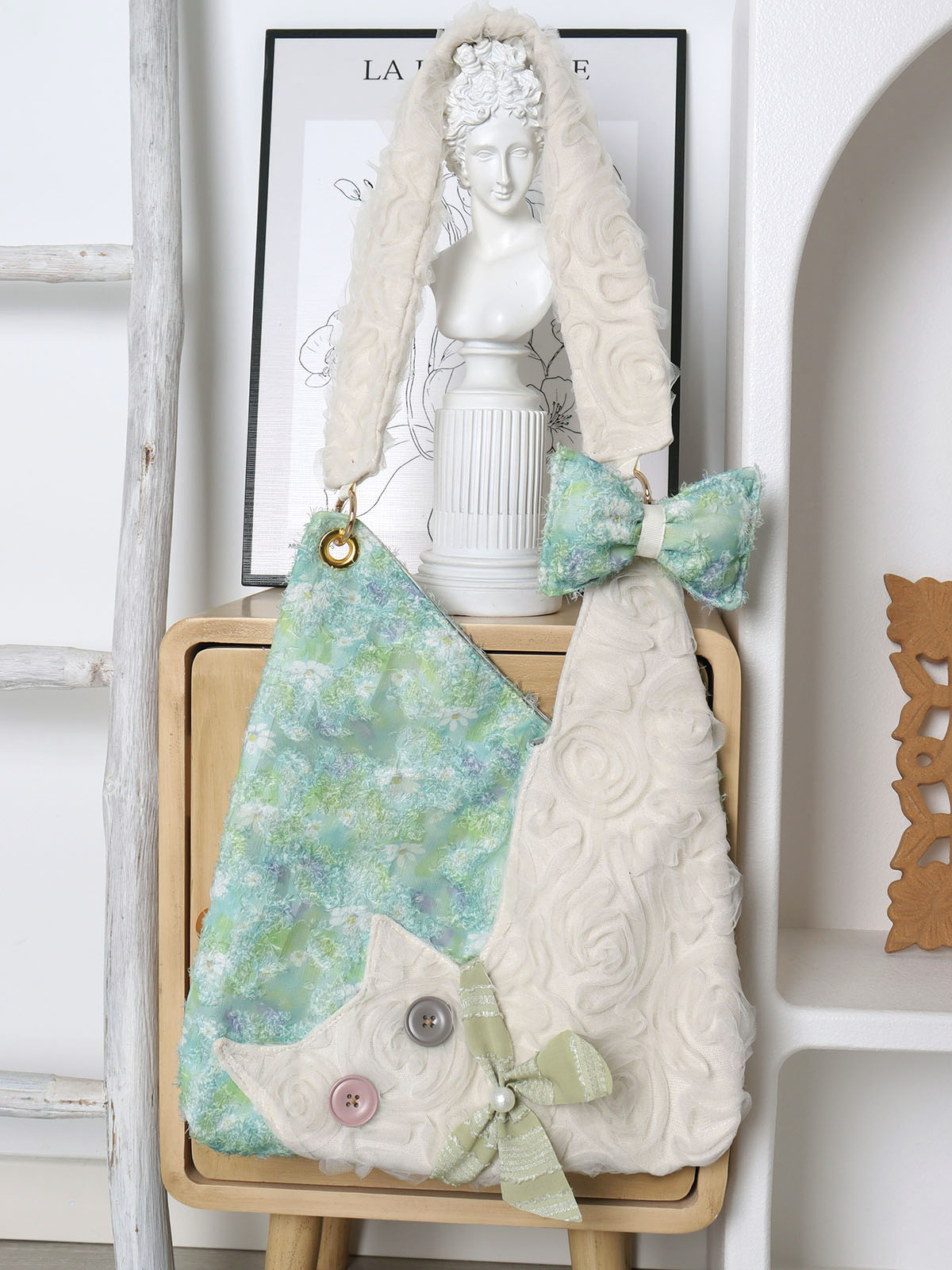 Mini Cute Chiffon Cat Underarm Bag - Spring Summer Green Daisy Crossbody Bag for Y2K Fashion Lovers Mini Cute Chiffon Cat Underarm Bag - Spring Summer Green Daisy Crossbody Bag for Y2K Fashion Lovers