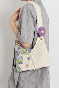 Mini Cute Chiffon Cat Underarm Crossbody Bag in Purple Iris - Spring Summer Fashion Accessory for Trendy Outfits