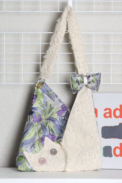 Mini Cute Chiffon Cat Underarm Crossbody Bag in Purple Iris - Spring Summer Fashion Accessory for Trendy Outfits