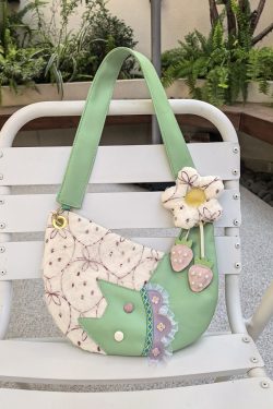 Mini Cute Chiffon Strawberry Crossbody Bag for Spring Summer - Adorable Cat Underarm Style Bag