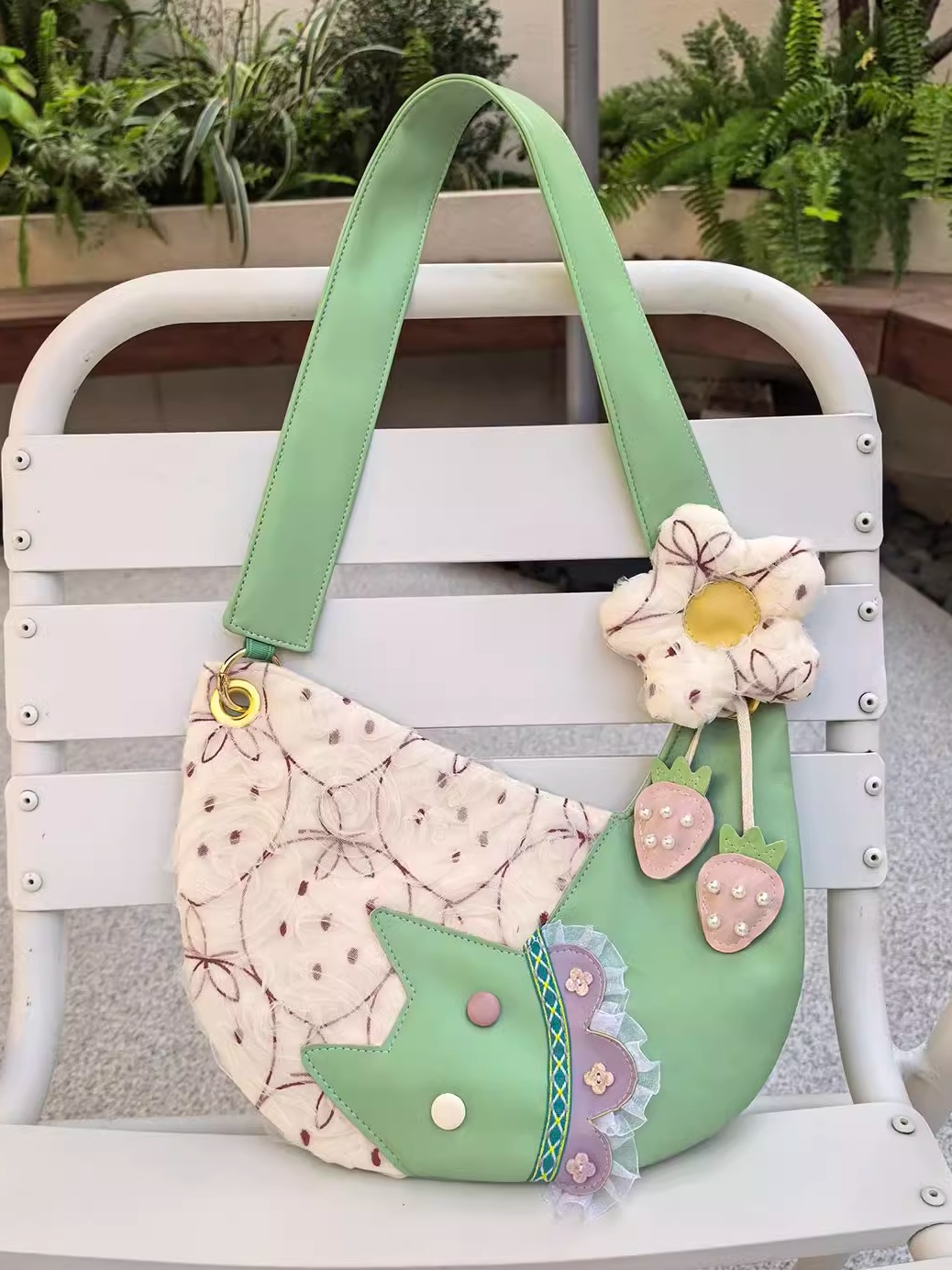 Mini Cute Chiffon Strawberry Crossbody Bag for Spring Summer - Adorable Cat Underarm Style Bag Mini Cute Chiffon Strawberry Crossbody Bag for Spring Summer - Adorable Cat Underarm Style Bag