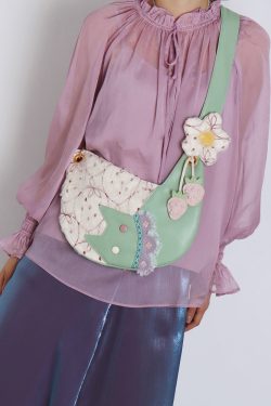 Mini Cute Chiffon Strawberry Crossbody Bag for Spring Summer - Adorable Cat Underarm Style Bag