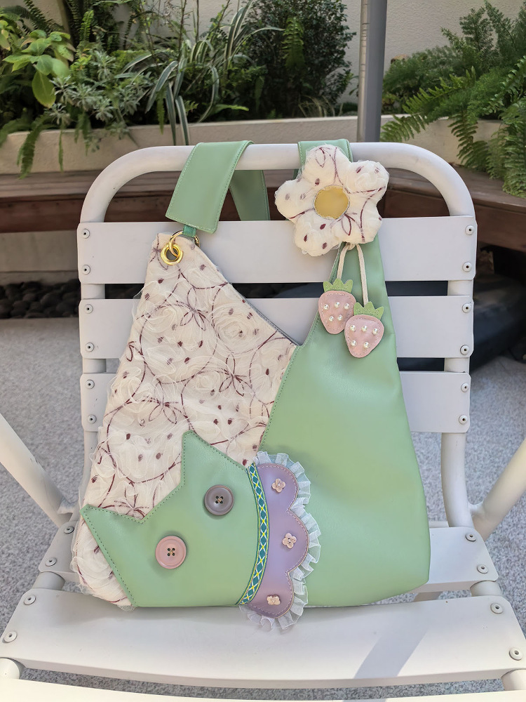 Mini Cute Chiffon Strawberry Crossbody Bag for Spring Summer - Adorable Cat Underarm Style Bag Mini Cute Chiffon Strawberry Crossbody Bag for Spring Summer - Adorable Cat Underarm Style Bag