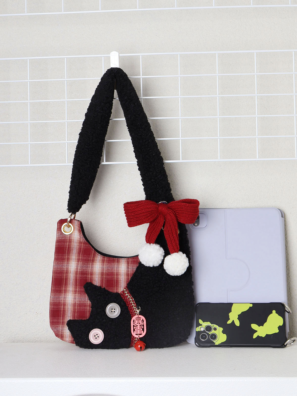Mini Red Plaid Cat Bag for Women - Cute Underarm Crossbody Bag for New Year Good Luck & Destiny - Y2K Style Mini Red Plaid Cat Bag for Women - Cute Underarm Crossbody Bag for New Year Good Luck & Destiny - Y2K Style