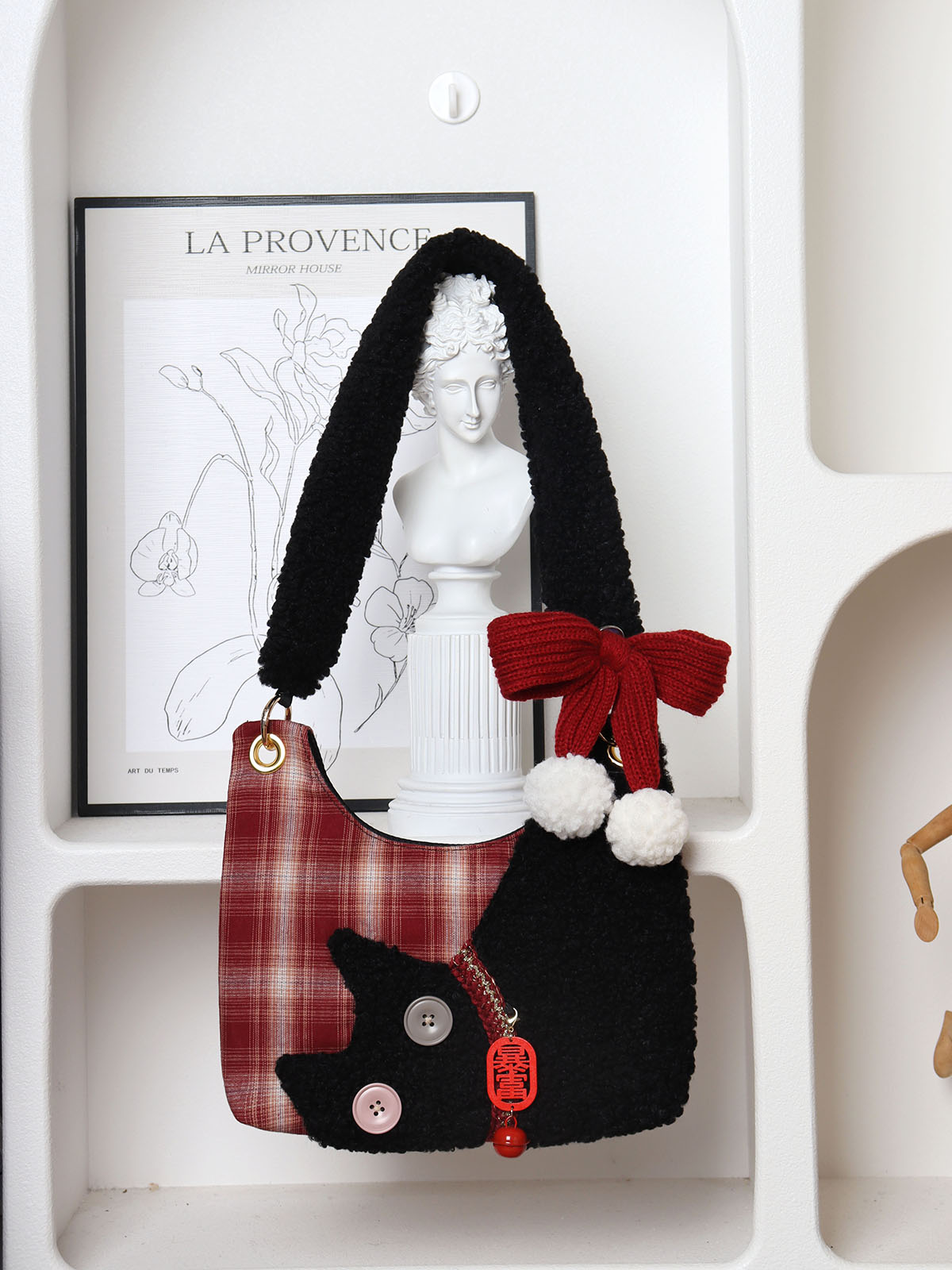 Mini Red Plaid Cat Bag for Women - Cute Underarm Crossbody Bag for New Year Good Luck & Destiny - Y2K Style Mini Red Plaid Cat Bag for Women - Cute Underarm Crossbody Bag for New Year Good Luck & Destiny - Y2K Style