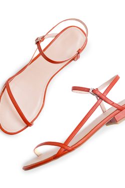 Minimalist Forest Style Genuine Leather Flat Sandals for College, Gentle Fairy Design Perfect with Skirts