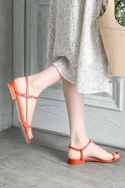 Minimalist Forest Style Genuine Leather Flat Sandals for College, Gentle Fairy Design Perfect with Skirts