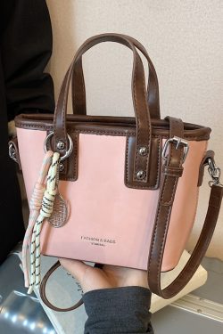 Minimalist High-End Color-Blocking Tote Bucket Bag for Women – Trendy Versatile Shoulder Crossbody Handbag 2025