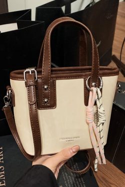 Minimalist High-End Color-Blocking Tote Bucket Bag for Women – Trendy Versatile Shoulder Crossbody Handbag 2025