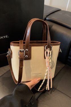 Minimalist High-End Color-Blocking Tote Bucket Bag for Women – Trendy Versatile Shoulder Crossbody Handbag 2025