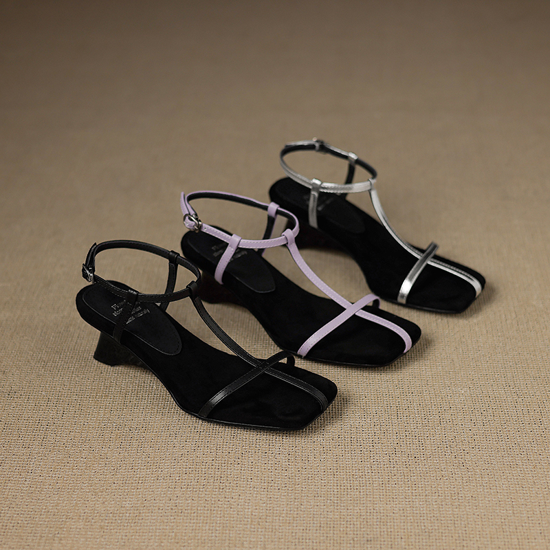 Minimalist One-Strap Hollow Mid-High Heel Sandals for Women - Chic Niche Design, Fashionable Slim Fit Minimalist One-Strap Hollow Mid-High Heel Sandals for Women - Chic Niche Design, Fashionable Slim Fit