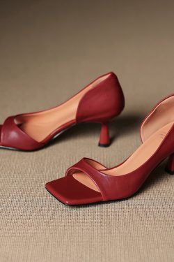 Minimalist Open-Toe Slim-Fit Genuine Leather Side-Cut Stiletto High-Heeled Sandals for Women - Versatile Fashion Footwear