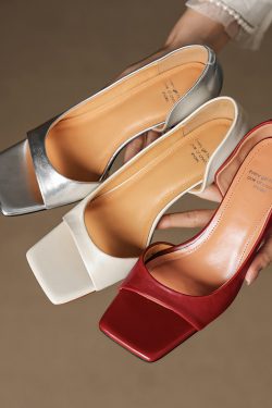 Minimalist Open-Toe Slim-Fit Genuine Leather Side-Cut Stiletto High-Heeled Sandals for Women - Versatile Fashion Footwear