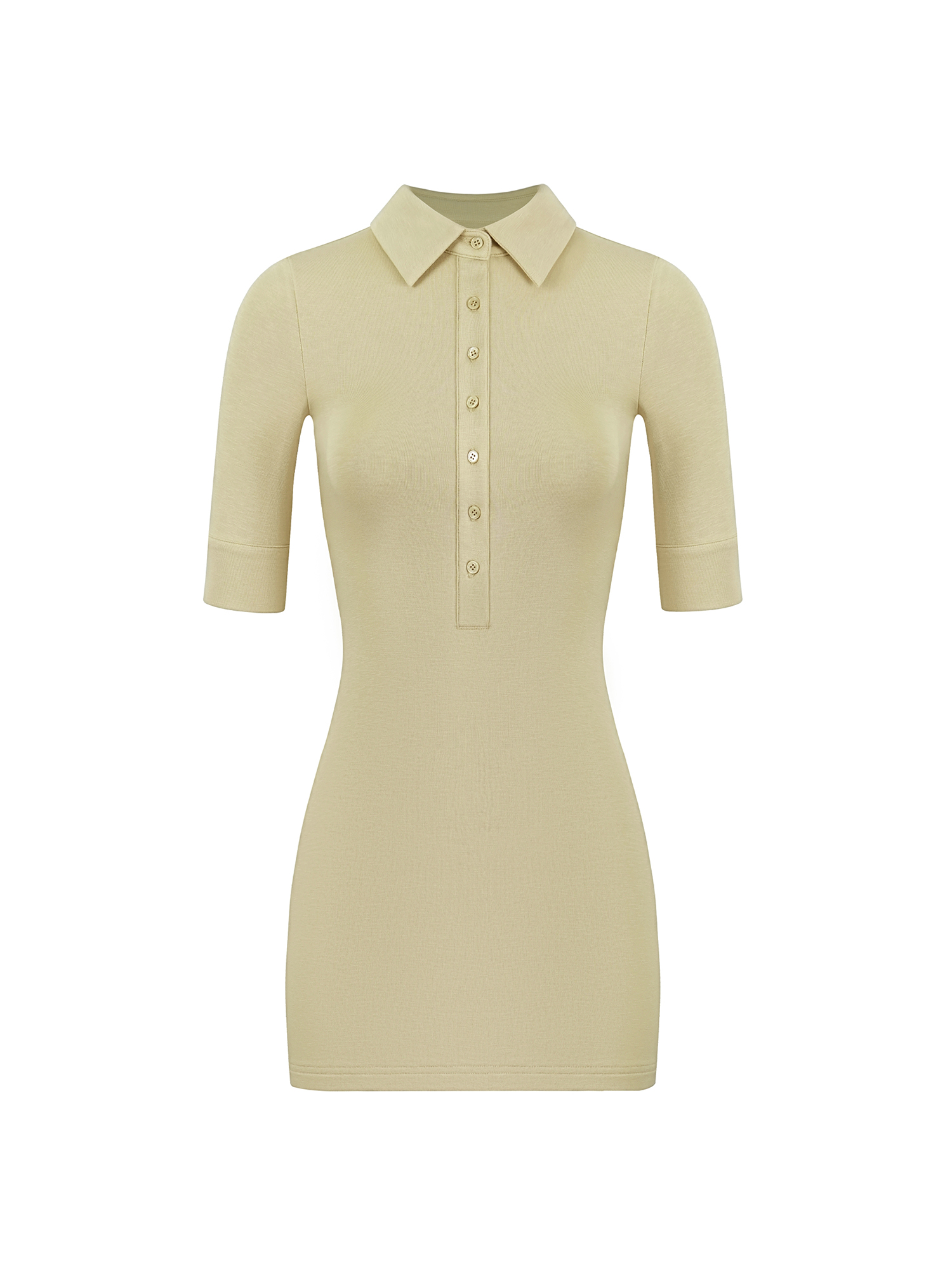 Minimalist Polo Collar Elastic Short-Sleeve Dress - Chic Casual Style for Effortless Elegance Minimalist Polo Collar Elastic Short-Sleeve Dress - Chic Casual Style for Effortless Elegance