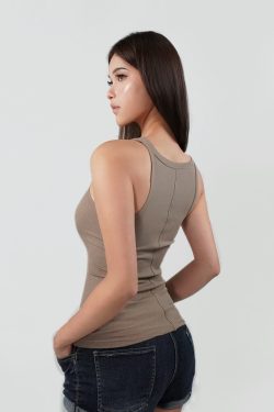 Minimalist Ribbed Slim Fit Elastic Strap Top - Chic Casual Wear for Effortless Style, Perfect for 90s and Y2K Fashion Lovers