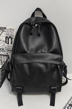 Minimalist Solid Color Soft Leather Waterproof Backpack for Women | Stylish College & High School Students