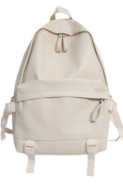 Minimalist Solid Color Soft Leather Waterproof Backpack for Women | Stylish College & High School Students