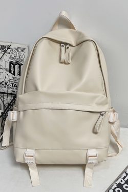 Minimalist Solid Color Soft Leather Waterproof Backpack for Women | Stylish College & High School Students