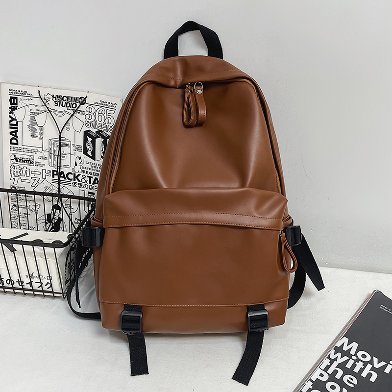 Minimalist Solid Color Soft Leather Waterproof Backpack for Women | Stylish College & High School Students Minimalist Solid Color Soft Leather Waterproof Backpack for Women | Stylish College & High School Students
