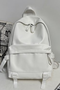 Minimalist Solid Color Soft Leather Waterproof Backpack for Women | Stylish College & High School Students