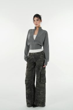 Minimalist Stand Collar Waist-Defining Long Sleeve Cardigan Jacket - Chic Layering Piece for Effortless Style