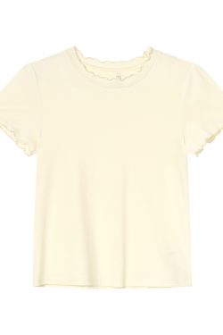 Minimalist Wave Edge Short Sleeve T-shirt for Women - Summer 2025 Solid Color Loose Fit Unique Top