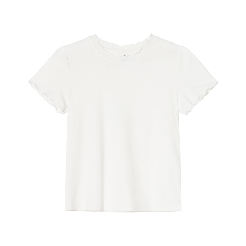 Minimalist Wave Edge Short Sleeve T-shirt for Women - Summer 2025 Solid Color Loose Fit Unique Top Minimalist Wave Edge Short Sleeve T-shirt for Women - Summer 2025 Solid Color Loose Fit Unique Top