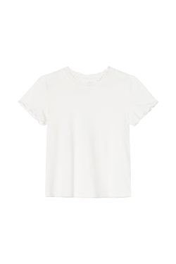 Minimalist Wave Edge Short Sleeve T-shirt for Women - Summer 2025 Solid Color Loose Fit Unique Top