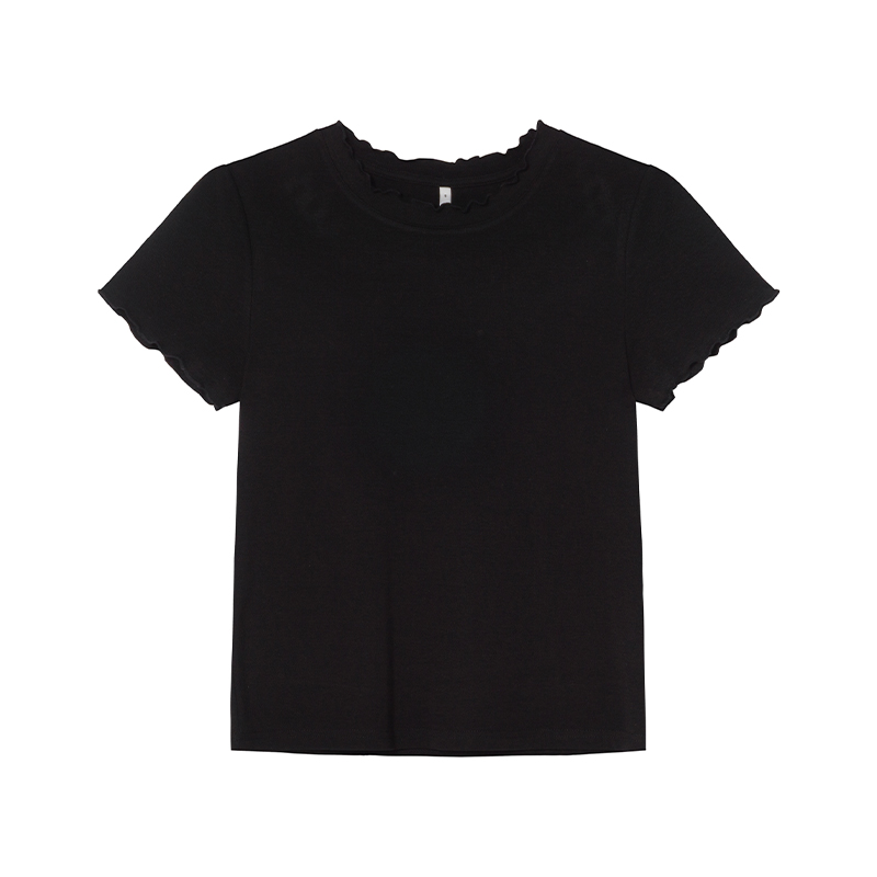 Minimalist Wave Edge Short Sleeve T-shirt for Women - Summer 2025 Solid Color Loose Fit Unique Top Minimalist Wave Edge Short Sleeve T-shirt for Women - Summer 2025 Solid Color Loose Fit Unique Top