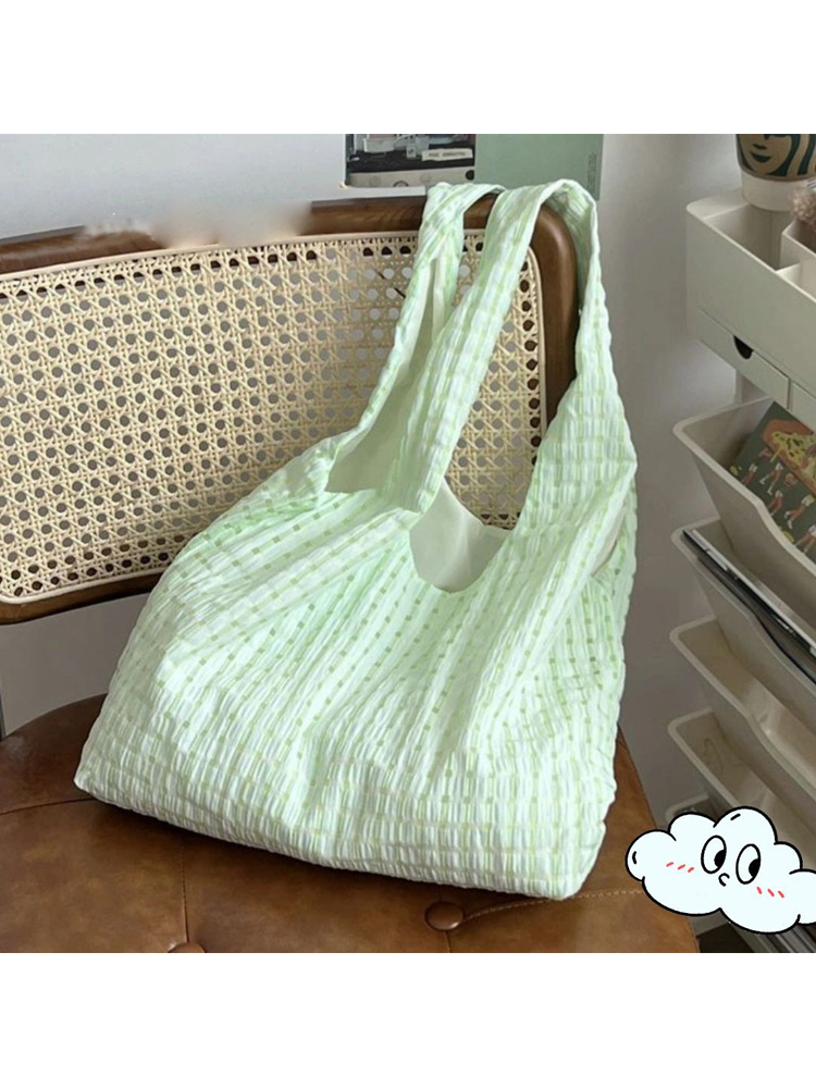 Mint Green Checkered Canvas Bag - Summer Fresh Single Shoulder Bag, Artistic Versatile Fairy Bag, Trendy Y2K Style Mint Green Checkered Canvas Bag - Summer Fresh Single Shoulder Bag, Artistic Versatile Fairy Bag, Trendy Y2K Style
