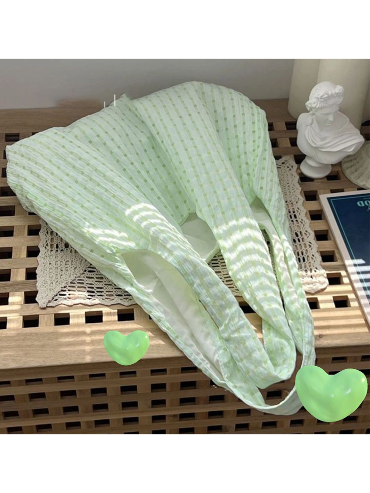 Mint Green Checkered Canvas Bag - Summer Fresh Single Shoulder Bag, Artistic Versatile Fairy Bag, Trendy Y2K Style Mint Green Checkered Canvas Bag - Summer Fresh Single Shoulder Bag, Artistic Versatile Fairy Bag, Trendy Y2K Style