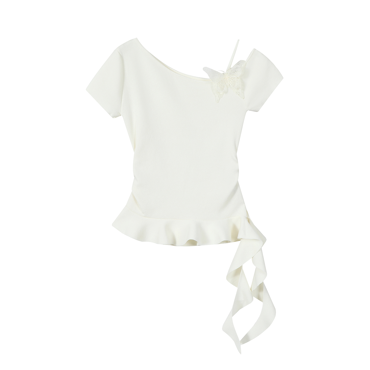 Mint Green Irregular Knitted T-shirt for Women - Unique Summer Design, Trendy Y2K Style Top Mint Green Irregular Knitted T-shirt for Women - Unique Summer Design, Trendy Y2K Style Top