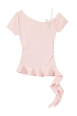 Mint Green Irregular Knitted T-shirt for Women - Unique Summer Design, Trendy Y2K Style Top