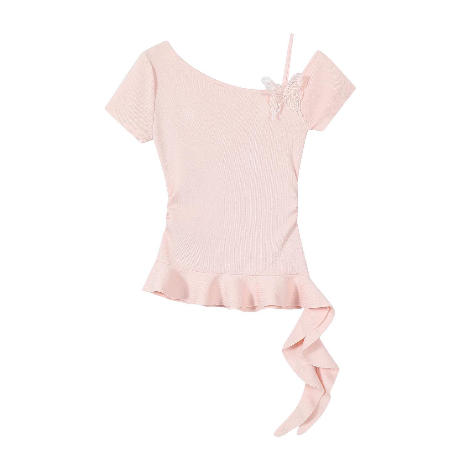 Mint Green Irregular Knitted T-shirt for Women - Unique Summer Design, Trendy Y2K Style Top Mint Green Irregular Knitted T-shirt for Women - Unique Summer Design, Trendy Y2K Style Top