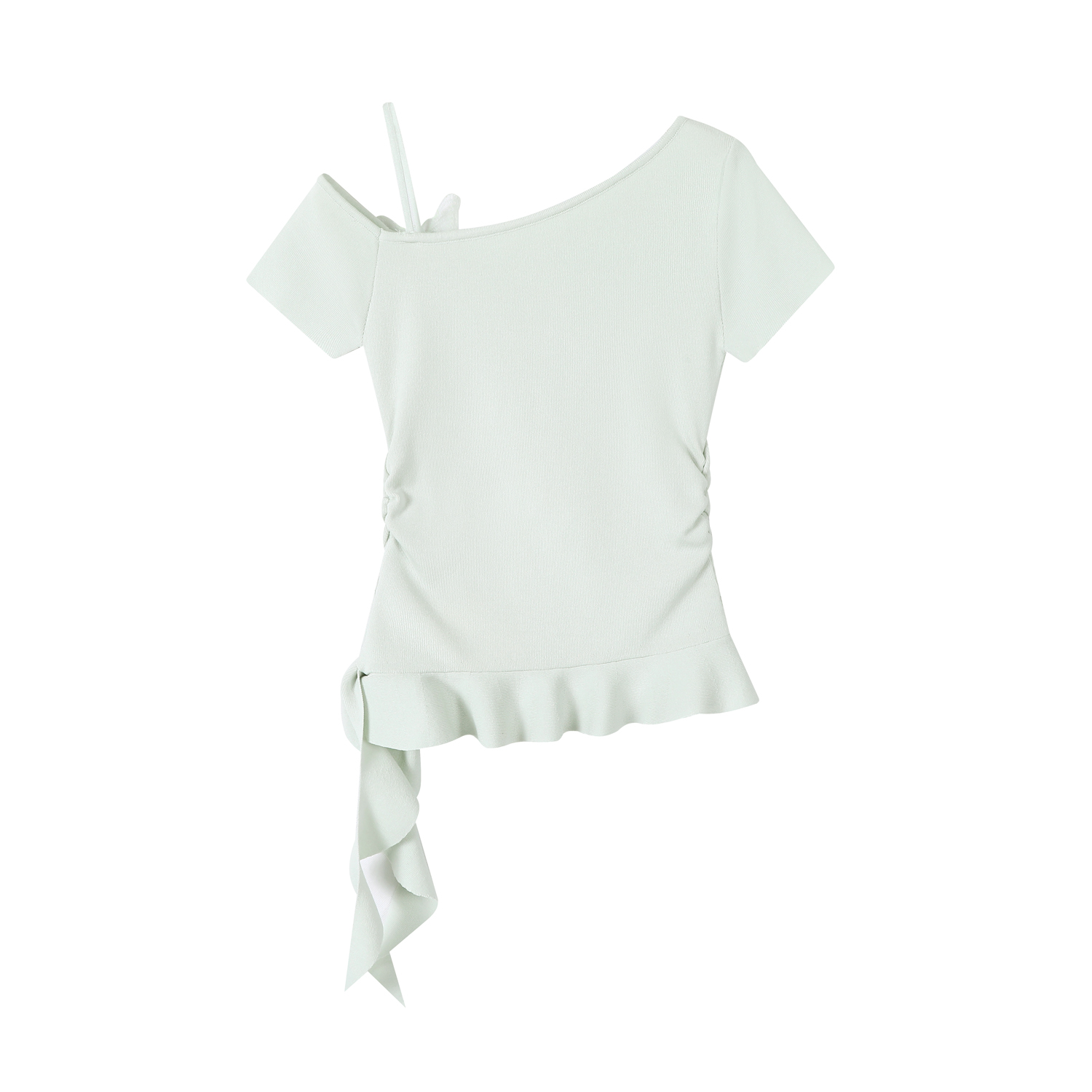 Mint Green Irregular Knitted T-shirt for Women - Unique Summer Design, Trendy Y2K Style Top Mint Green Irregular Knitted T-shirt for Women - Unique Summer Design, Trendy Y2K Style Top