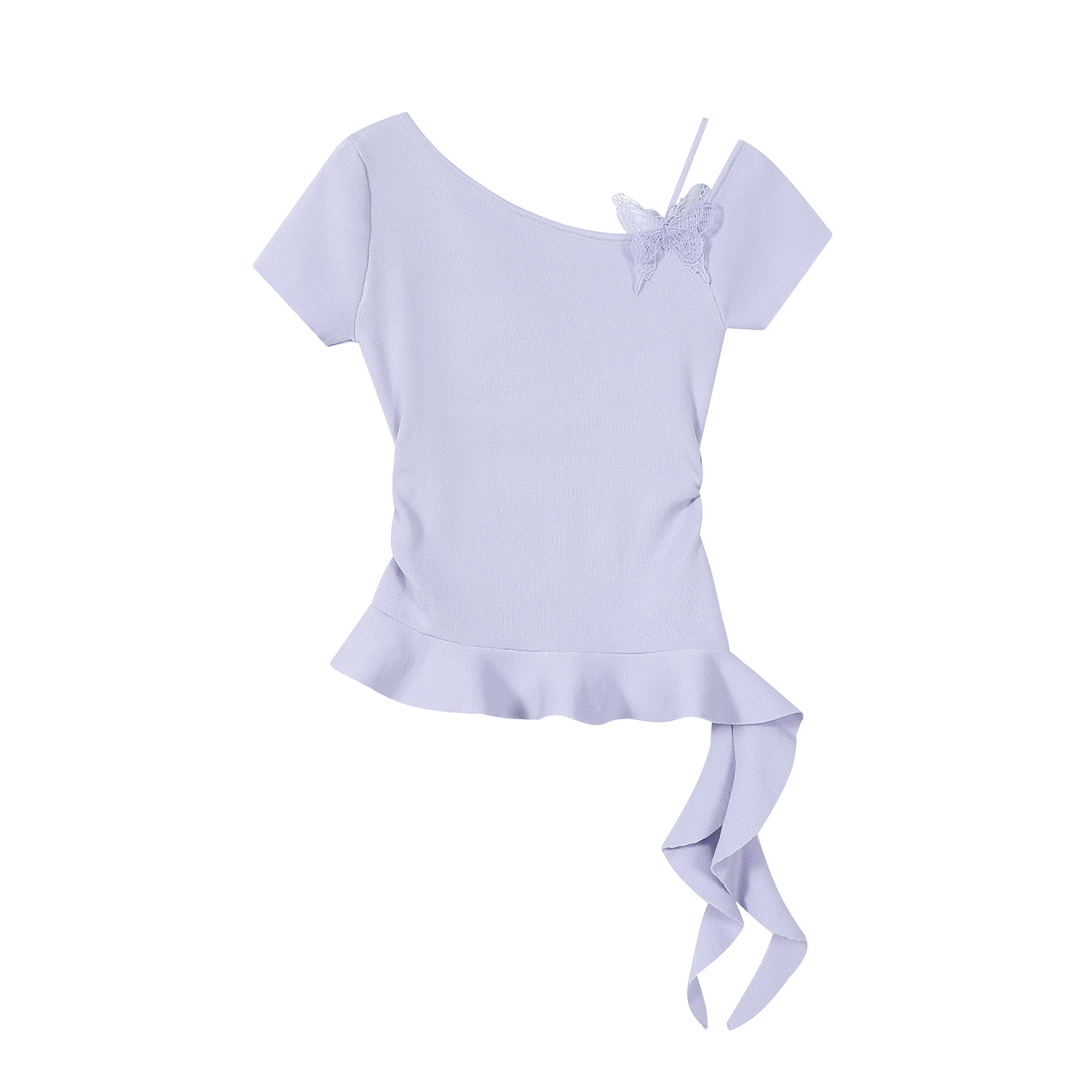 Mint Green Irregular Knitted T-shirt for Women - Unique Summer Design, Trendy Y2K Style Top Mint Green Irregular Knitted T-shirt for Women - Unique Summer Design, Trendy Y2K Style Top