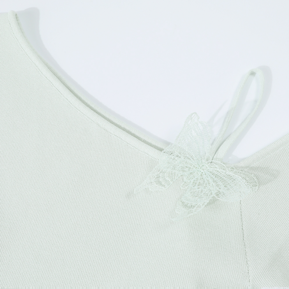 Mint Green Irregular Knitted T-shirt for Women - Unique Summer Design, Trendy Y2K Style Top Mint Green Irregular Knitted T-shirt for Women - Unique Summer Design, Trendy Y2K Style Top